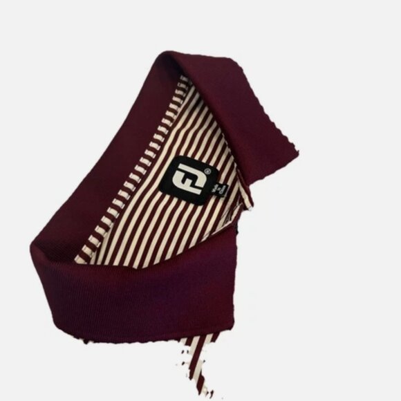 Footjoy Polo Shirt Men's 2XL Maroon White Striped Short Sleeve Stretch Golf - Picture 4 of 5